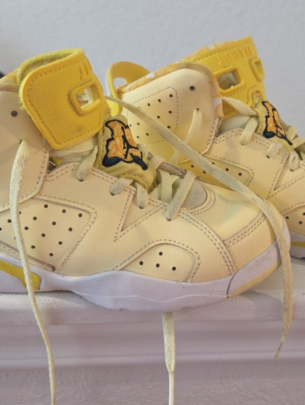 Jordan Kids Yellow and White High-Top Sneakers